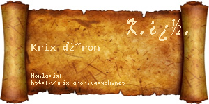 Krix Áron névjegykártya